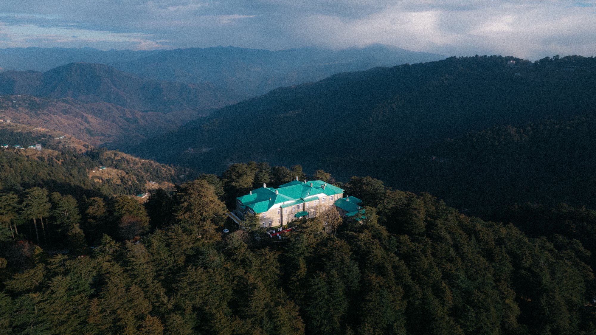 Aerial view of Chail Palace and its grounds