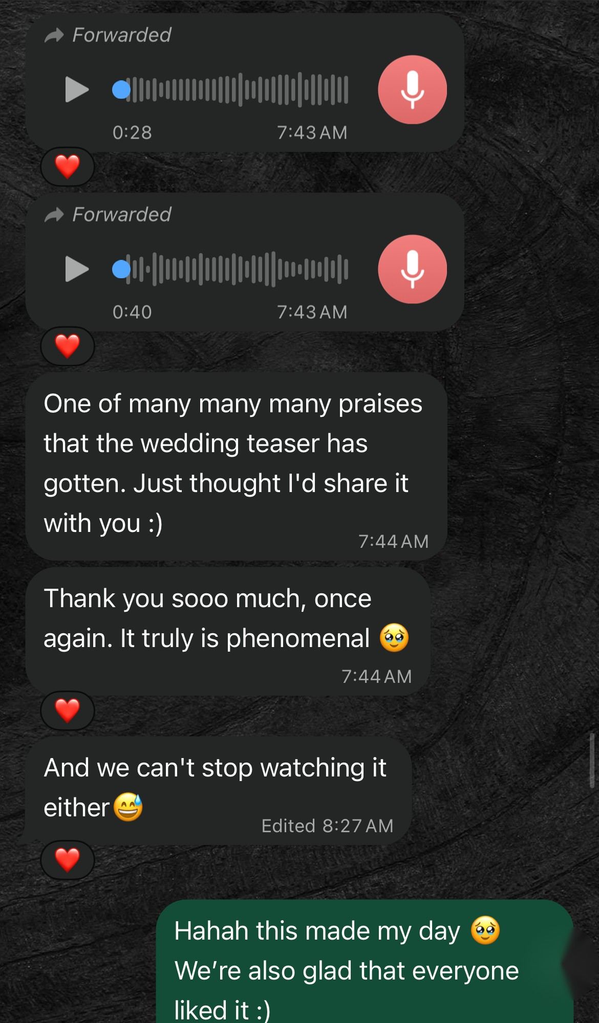 A message from a client