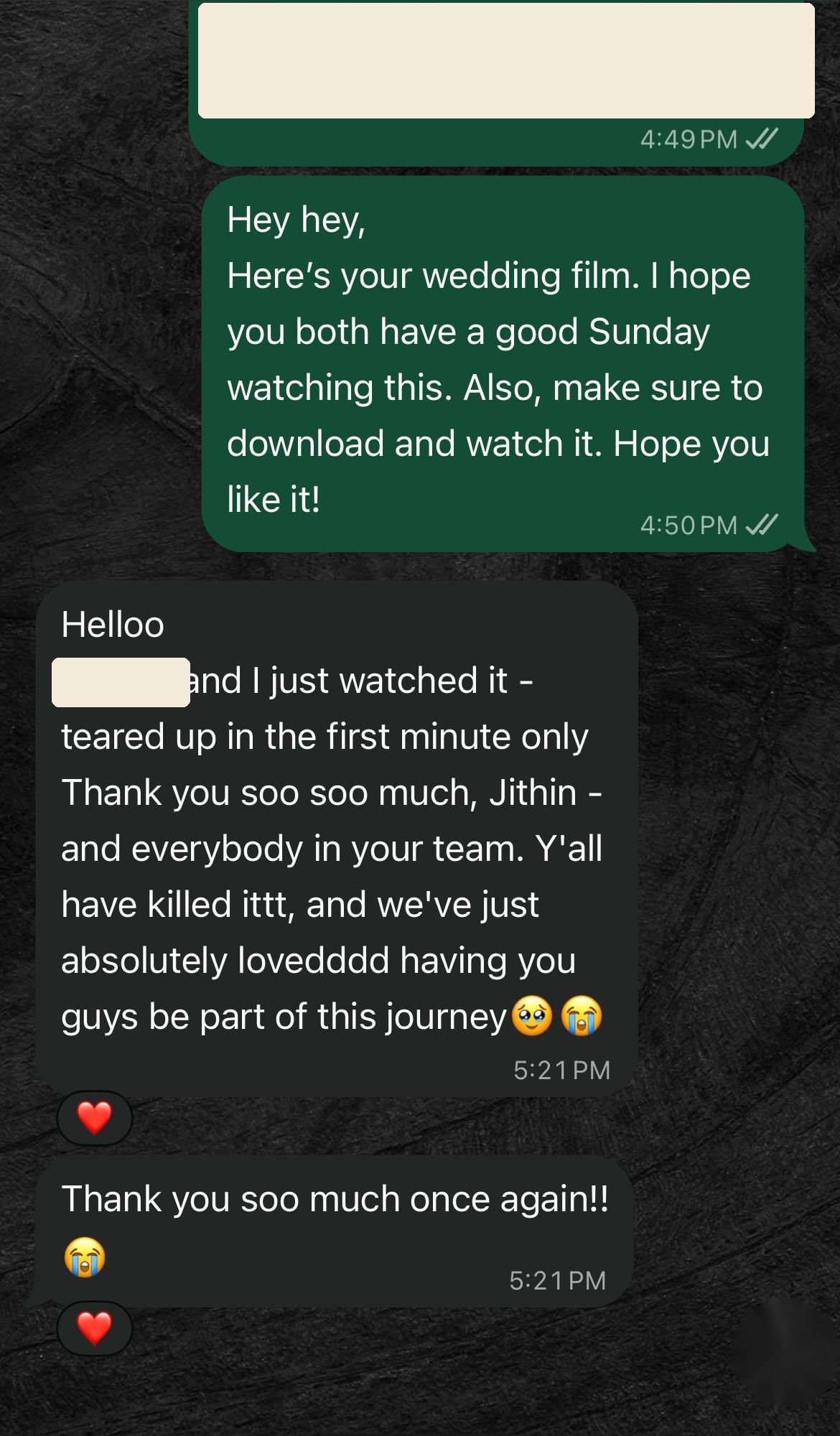 A message from a client
