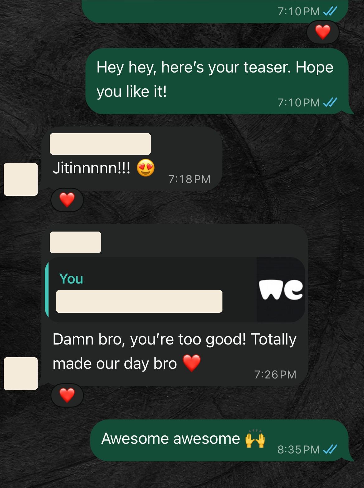 A message from a client